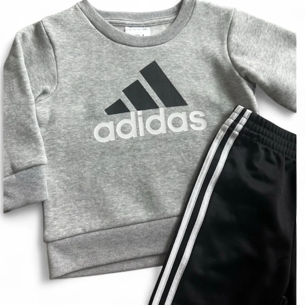 Adidas Gray Sweatshirt and Black Joggers Set Size 12 months NWT